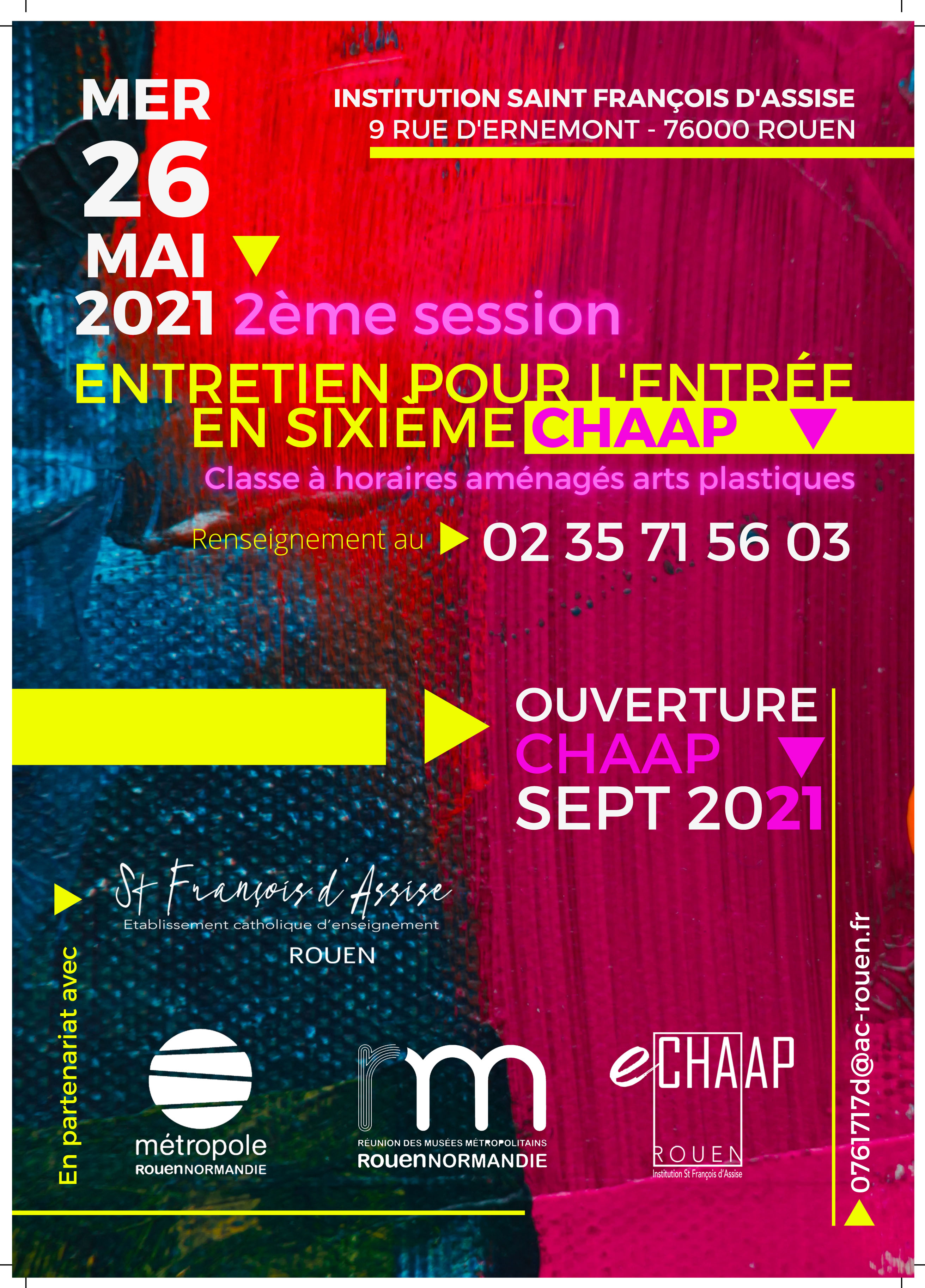 OUVERTURE CLASSE CHAAP (Classe à Horaires Aménagés Arts Plastiques